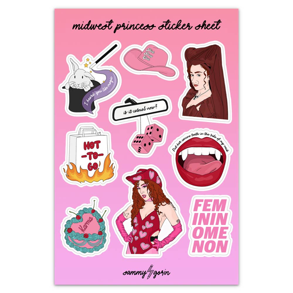 Chappell Roan Midwest Princess Vinyl Sticker Sheet