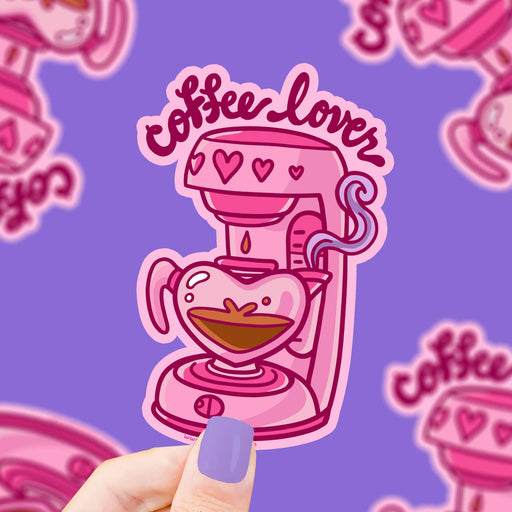 Coffee Lover Pink Coffee Machine Vinyl Sticker