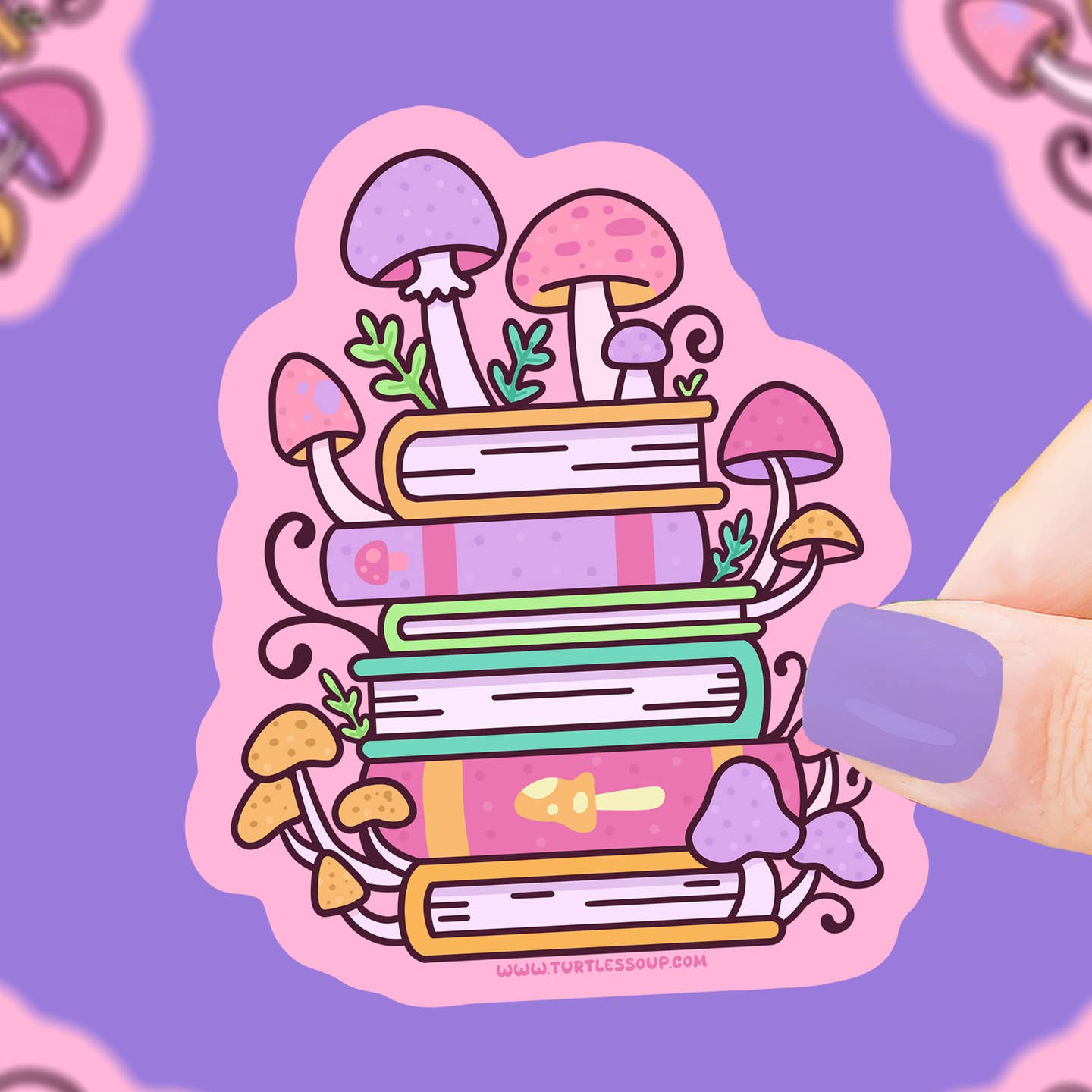 Mushroom Stacked Books Vinyl Sticker