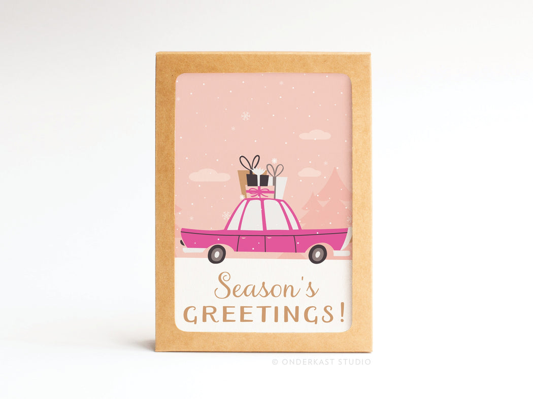 Seasons Greetings Pink Car Cards