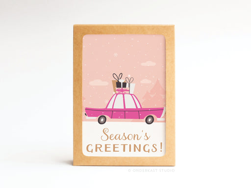 Seasons Greetings Pink Car Cards