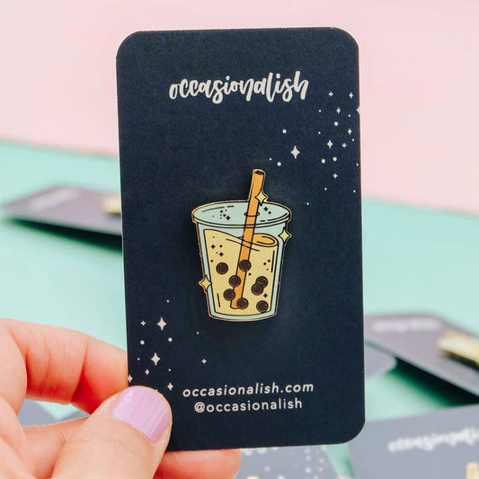 Boba Milk Tea Enamel Pin