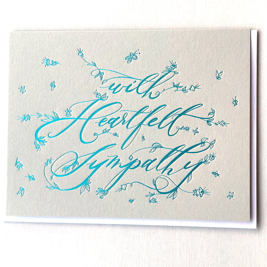 Blue Script With Heartfelt Sympathy Card