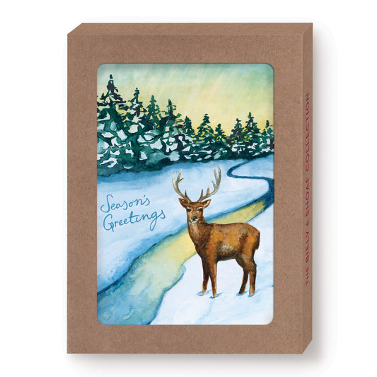 Deer Winter Landscape Boxed Card Set