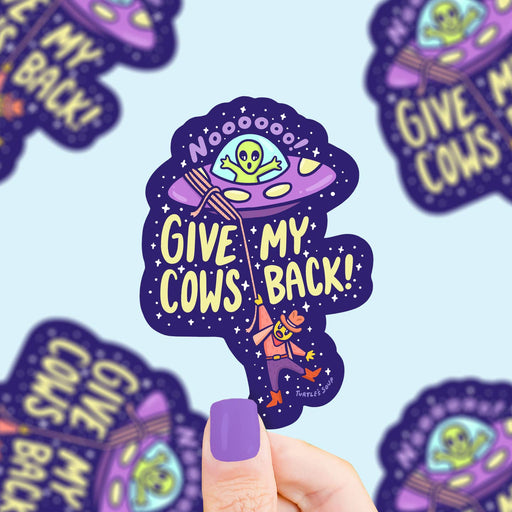 Give My Cows Back Ufo Alien Vinyl Sticker