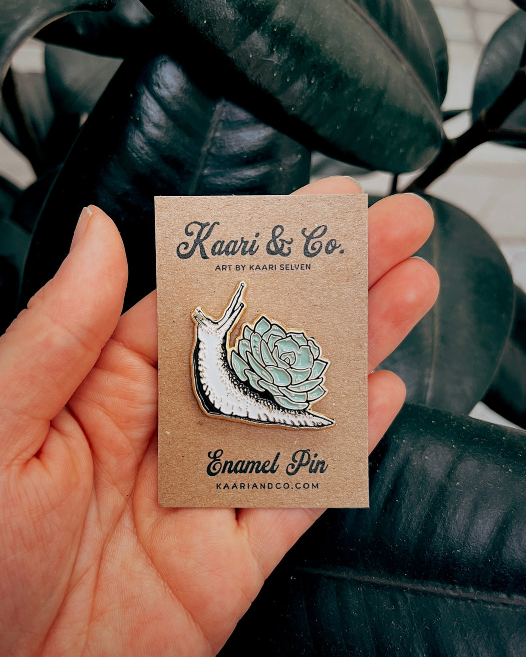 Succulent Snail Enamel Pin