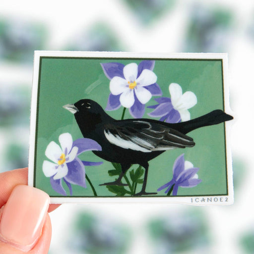 Colorado State Bird & Colombine Flower Vinyl Sticker