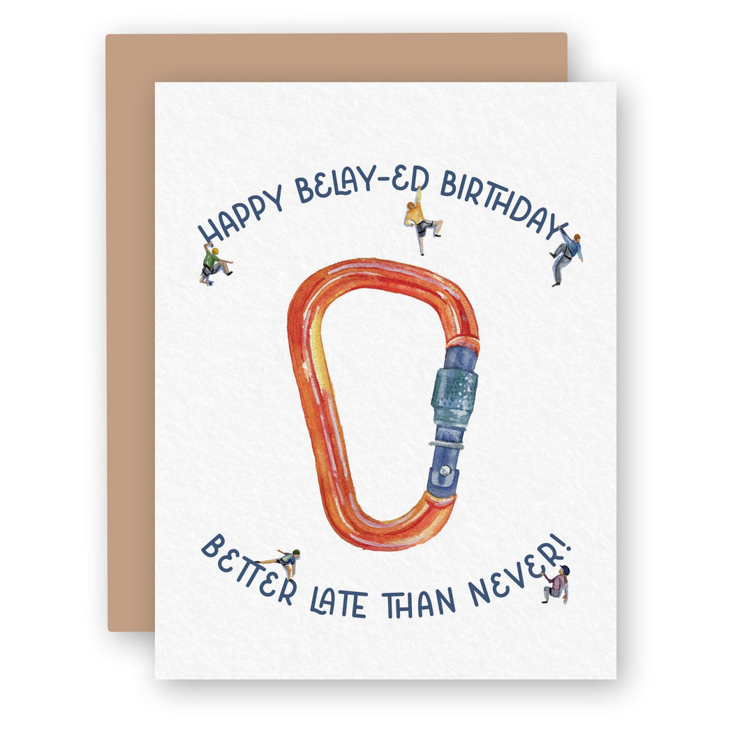 BeLayed Rock Climber Late Birthday Card