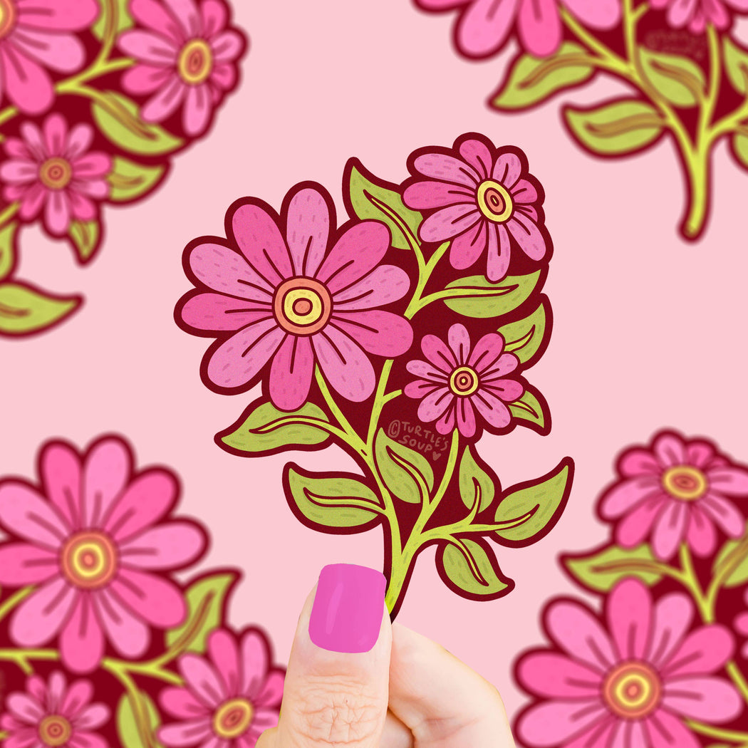 Pink Wild Flower Vinyl Sticker