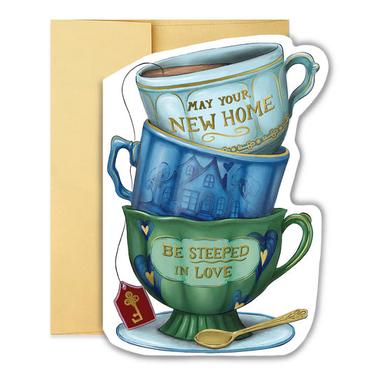 New Home Teacup Stack Diecut Card