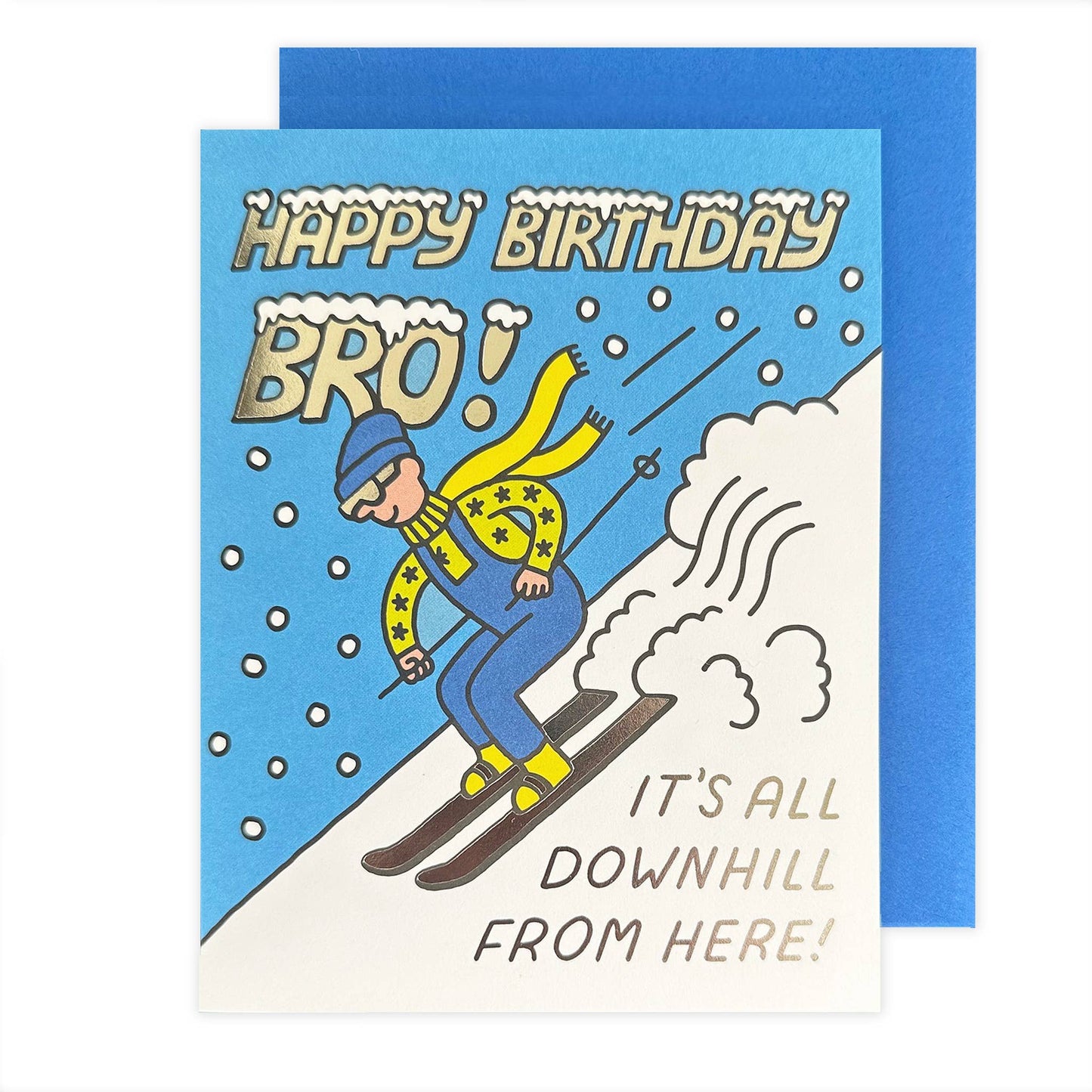 Happy Birthday Bro Skiing Downhill From Here Card
