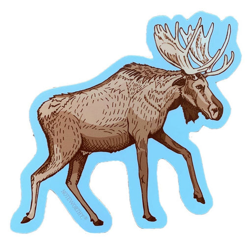 Moose on Pastel Blue Vinyl Sticker