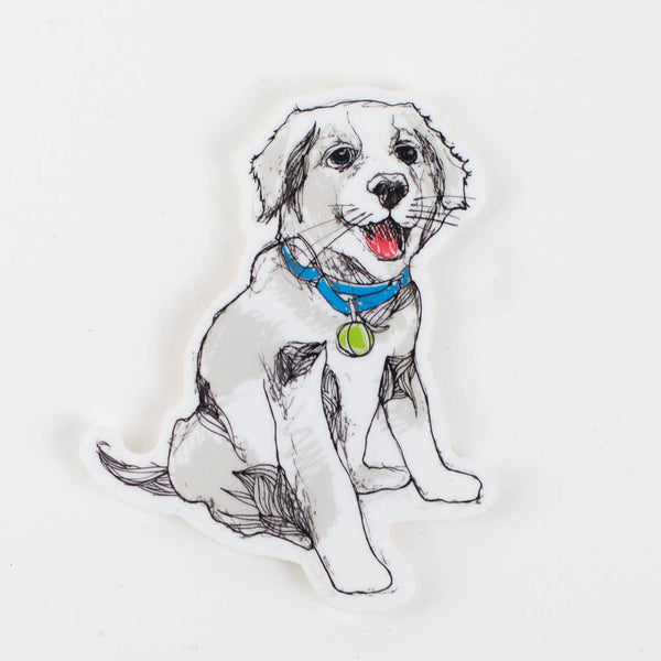 White Dog Pup Vinyl Sticker