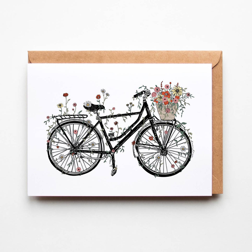 Bicycle Blossoms Blank Card