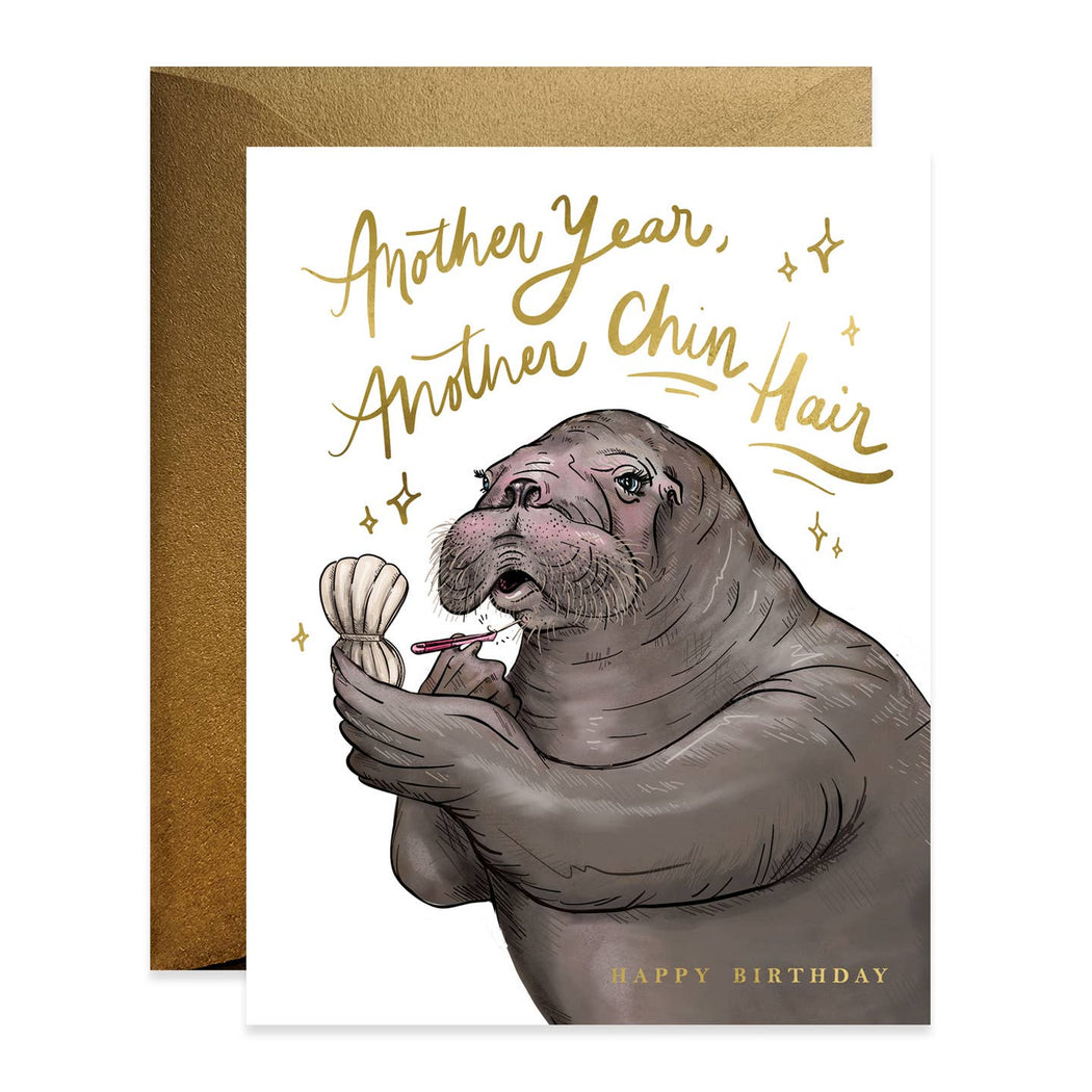 Another Year Chin Hair Walrus Birthday Card