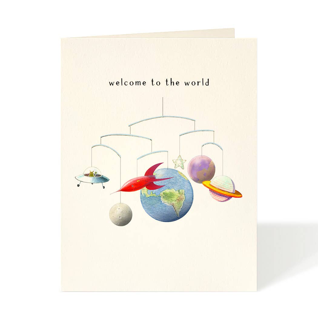 Welcome to the World Baby Mobile Card