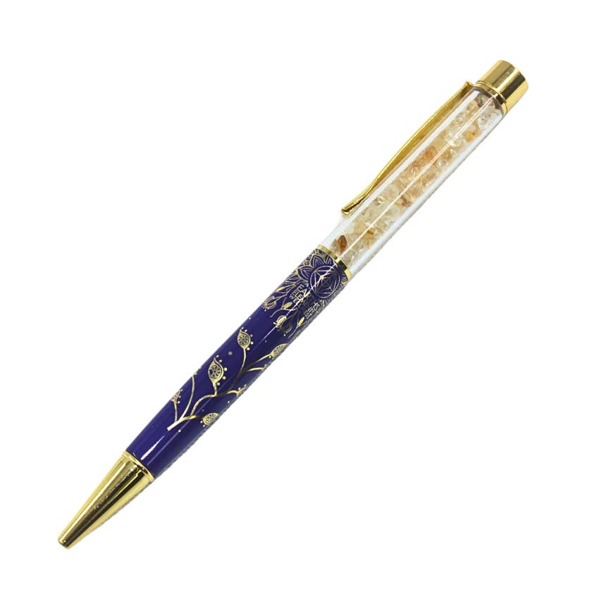Lotus Flower Citrine Gemstone Ballpoint Pen