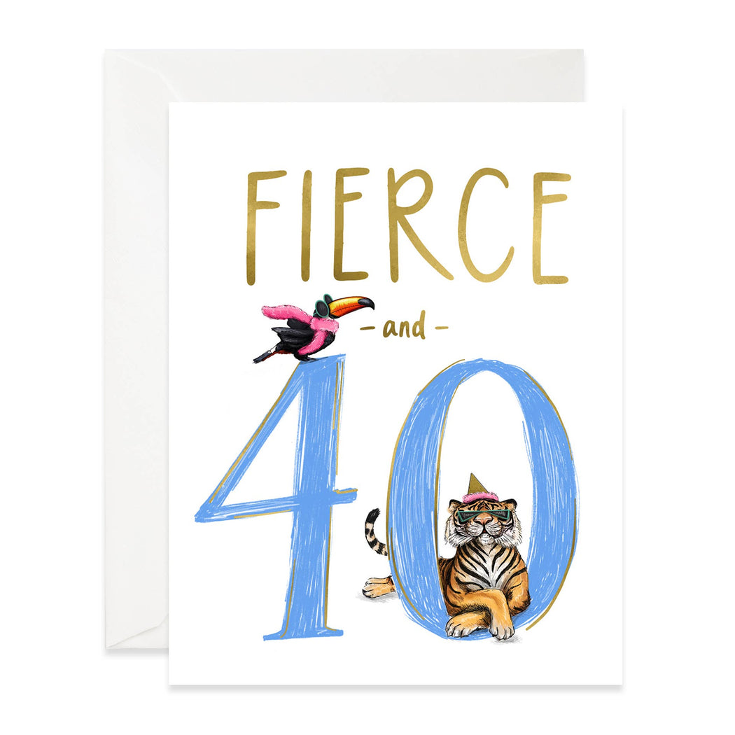 Fierce 40 Tiger Birthday Card