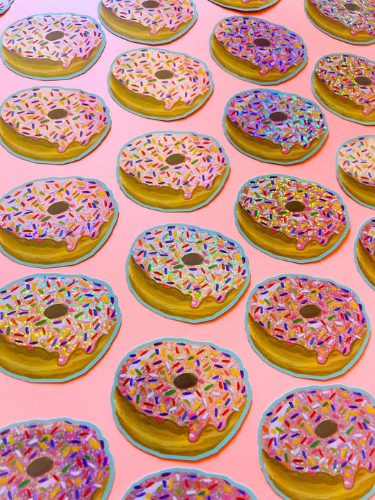 Sprinkle Donut Glitter Vinyl Sticker