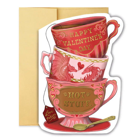 Valentine Teacup Stack Diecut Card