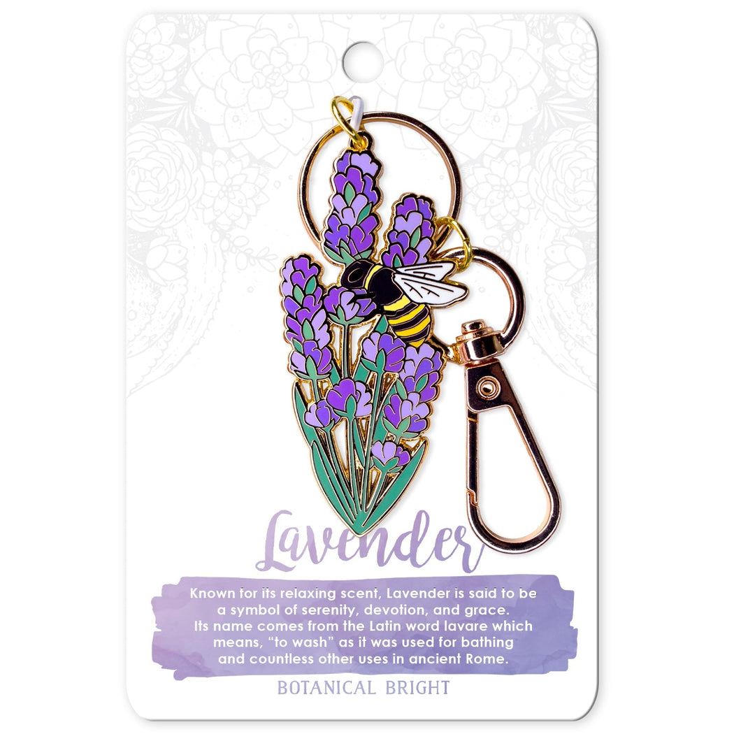 Bee & Lavender Enamel Keychain