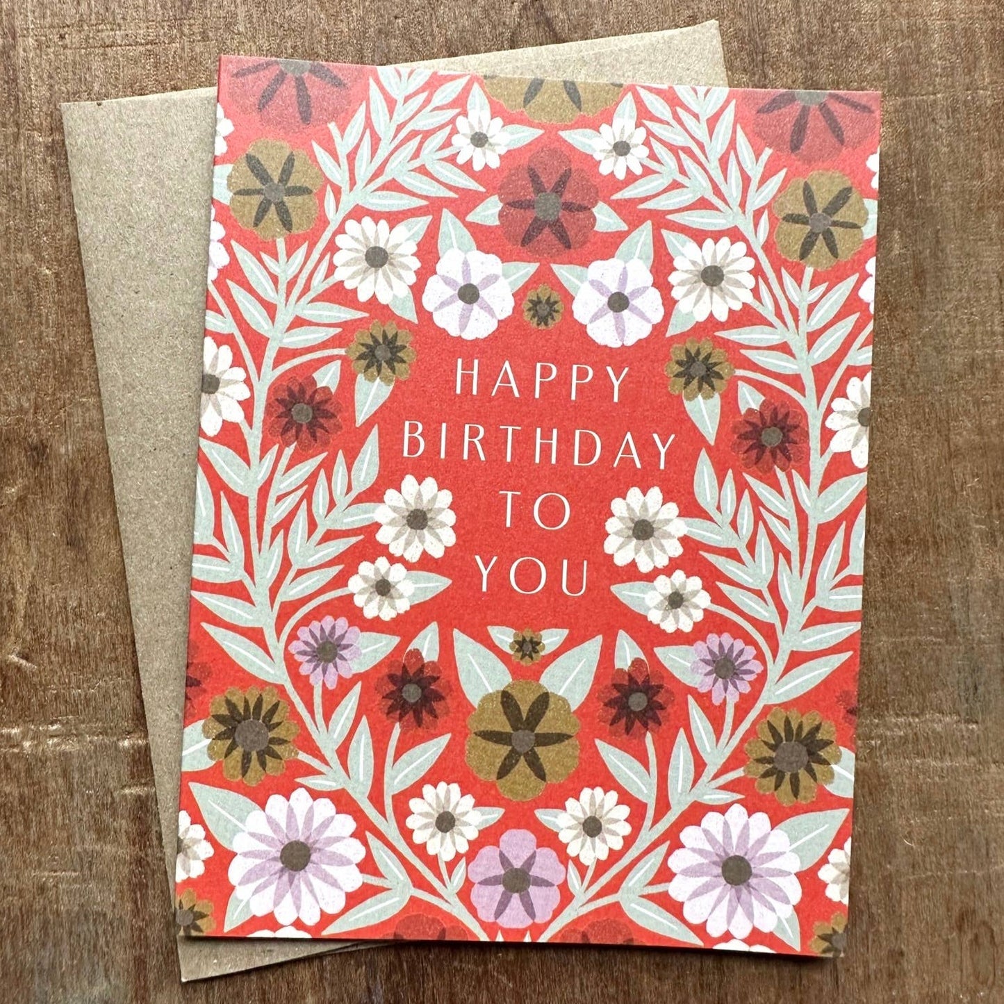 Happy Birthday Foil or Block Printed Floral Card