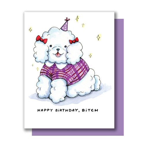 Happy Birthday Bitch Fluffy Dog Card