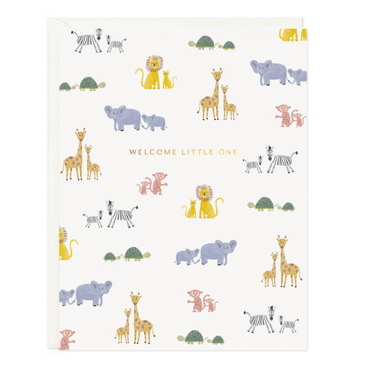 Welcome Little One Baby Animals Baby Card