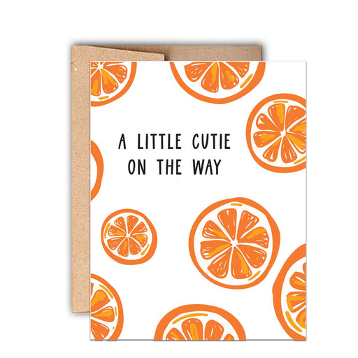 Little Cutie on the Way Oranges Baby Card