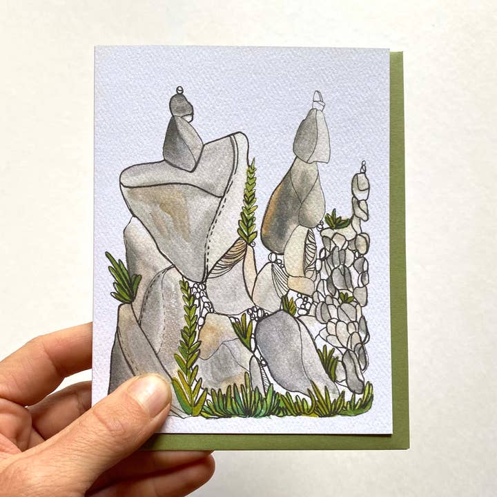 Rock and Leaf Blank Card