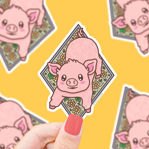 Pig Floral Diamond Vinyl Sticker