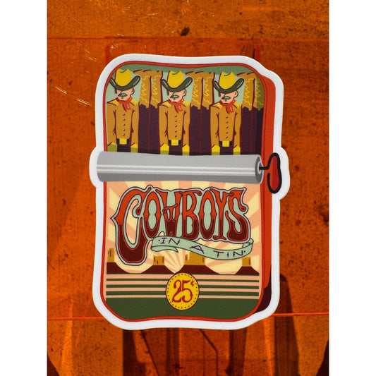 Cowboys in a Tin Sticker