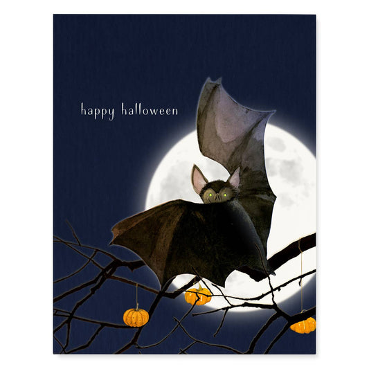Full Moon Bat Halloween Card