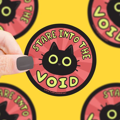 Stare Into the Void Black Cat Vinyl Sticker