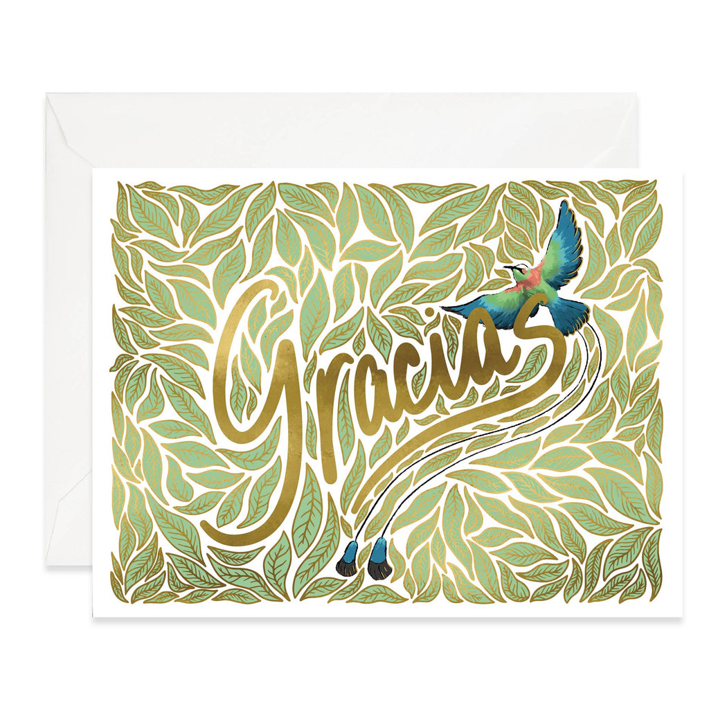 Gracias Greens With Bird Card