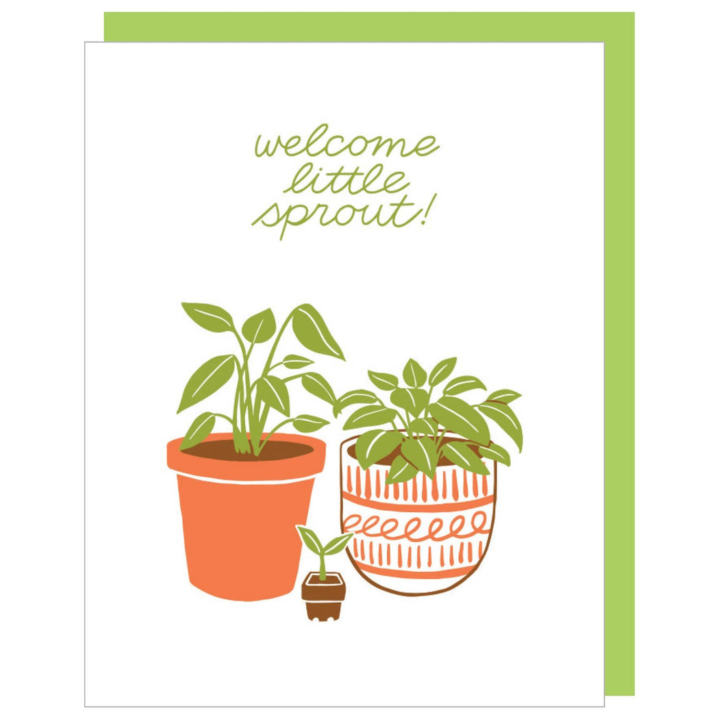 Welcome Little Plant Sprout Baby Card