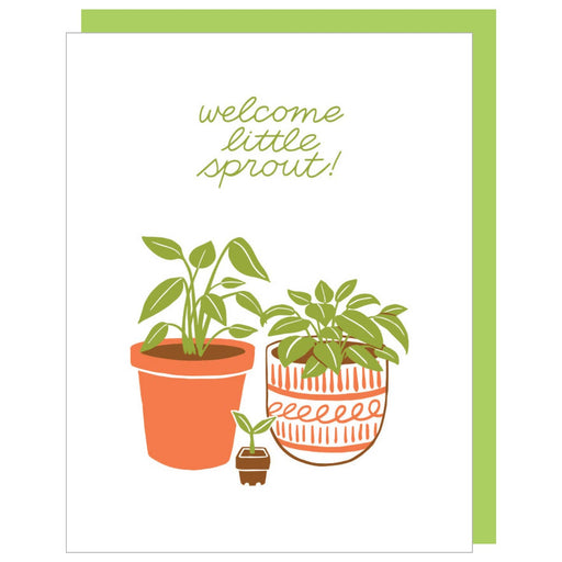 Welcome Little Plant Sprout Baby Card