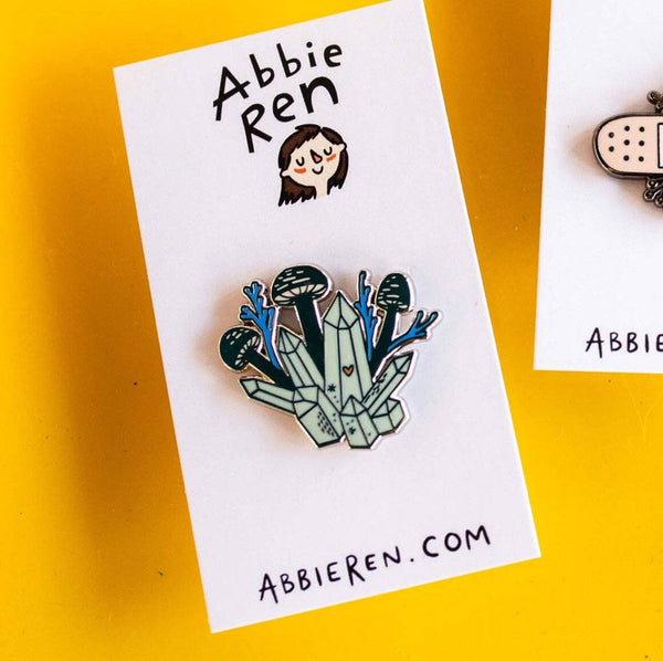 Crystals and Mushrooms Enamel Pin