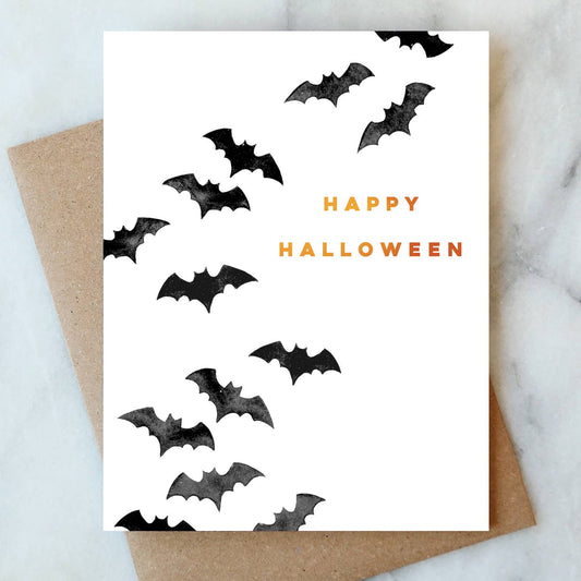 Bats Happy Halloween Card