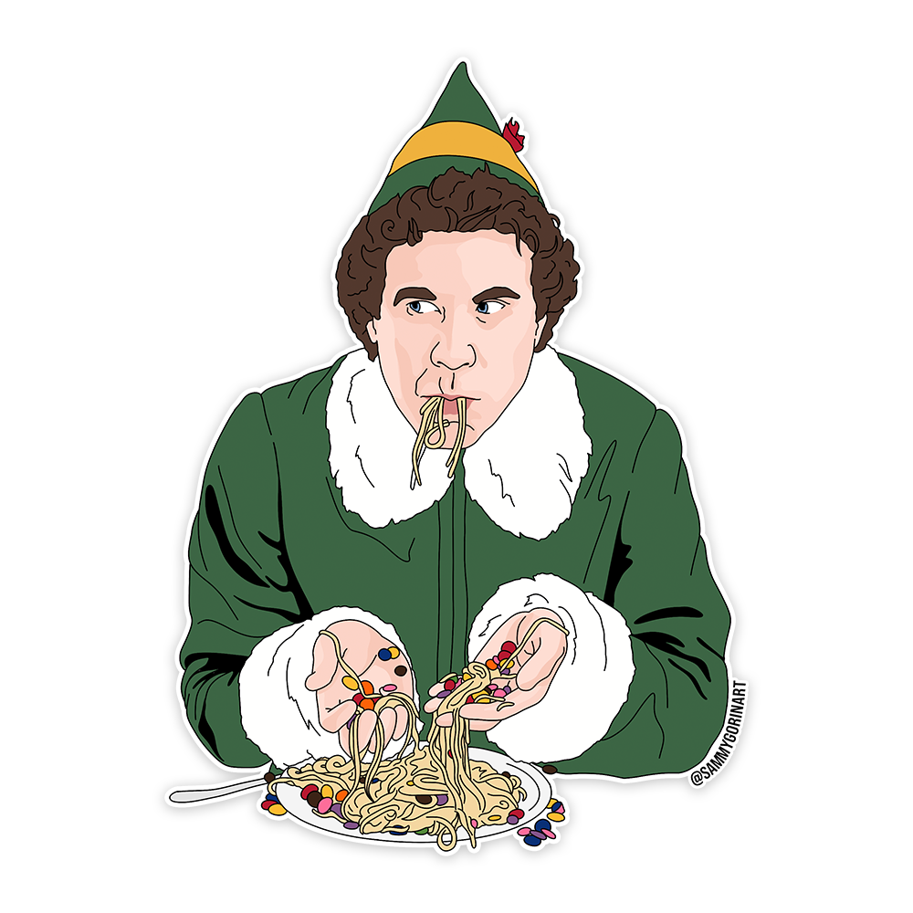 Buddy the Elf Breakfast Spaghetti Vinyl Sticker