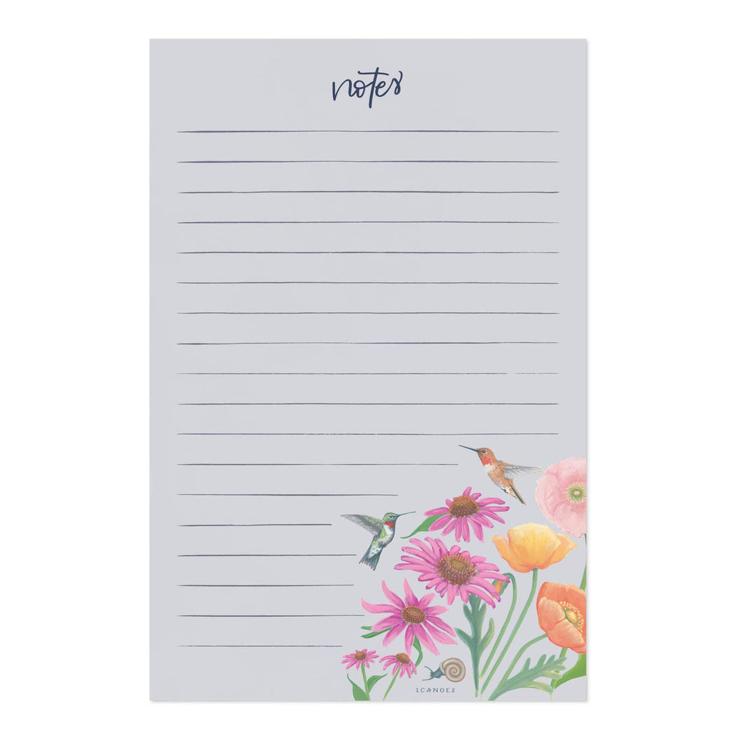 Garden Blooms Hummingbird Notepad