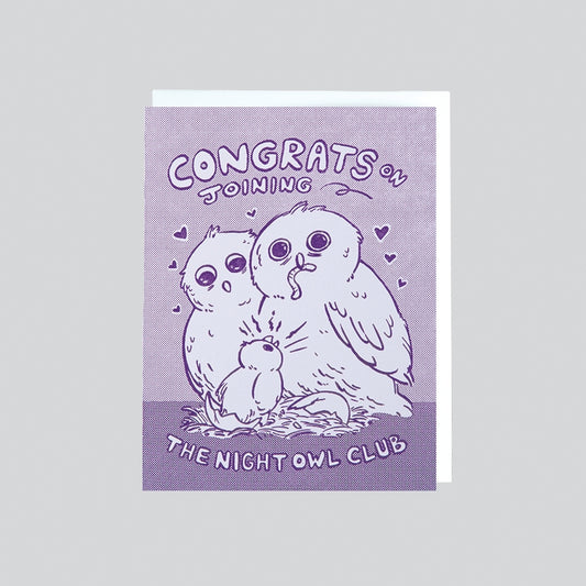Night Owl Club Baby Card