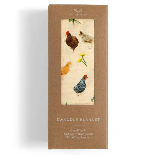 Chicken Meadows Swaddle Blanket