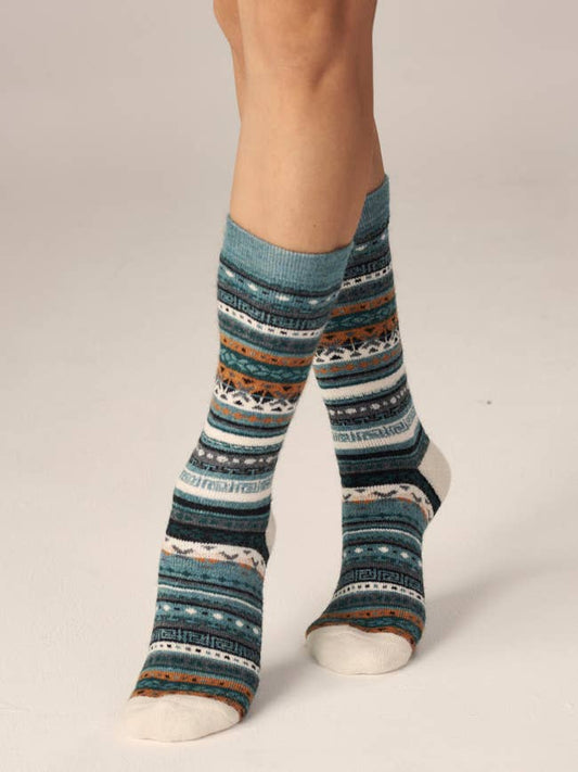 Fair Isle Alpaca Full Cushion Socks