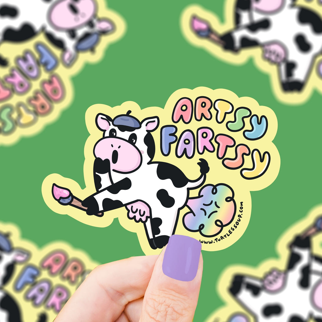 Artsy Fartsy Cow Vinyl Sticker