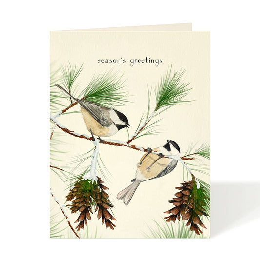 Chickadees Seasons Greetings Card