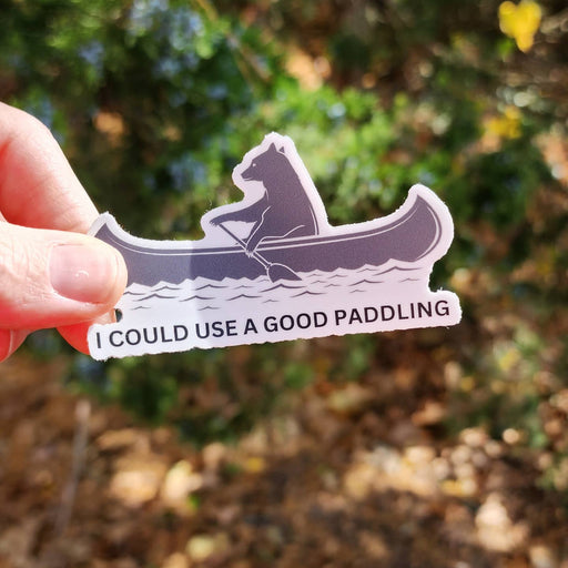 I Could Use a Good Paddling Bear Canoe Vinyl Sticker