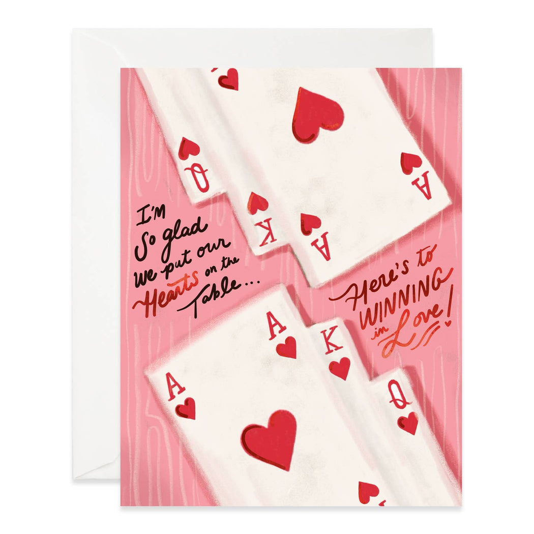 Ace of Hearts On the Table Winning Love Card