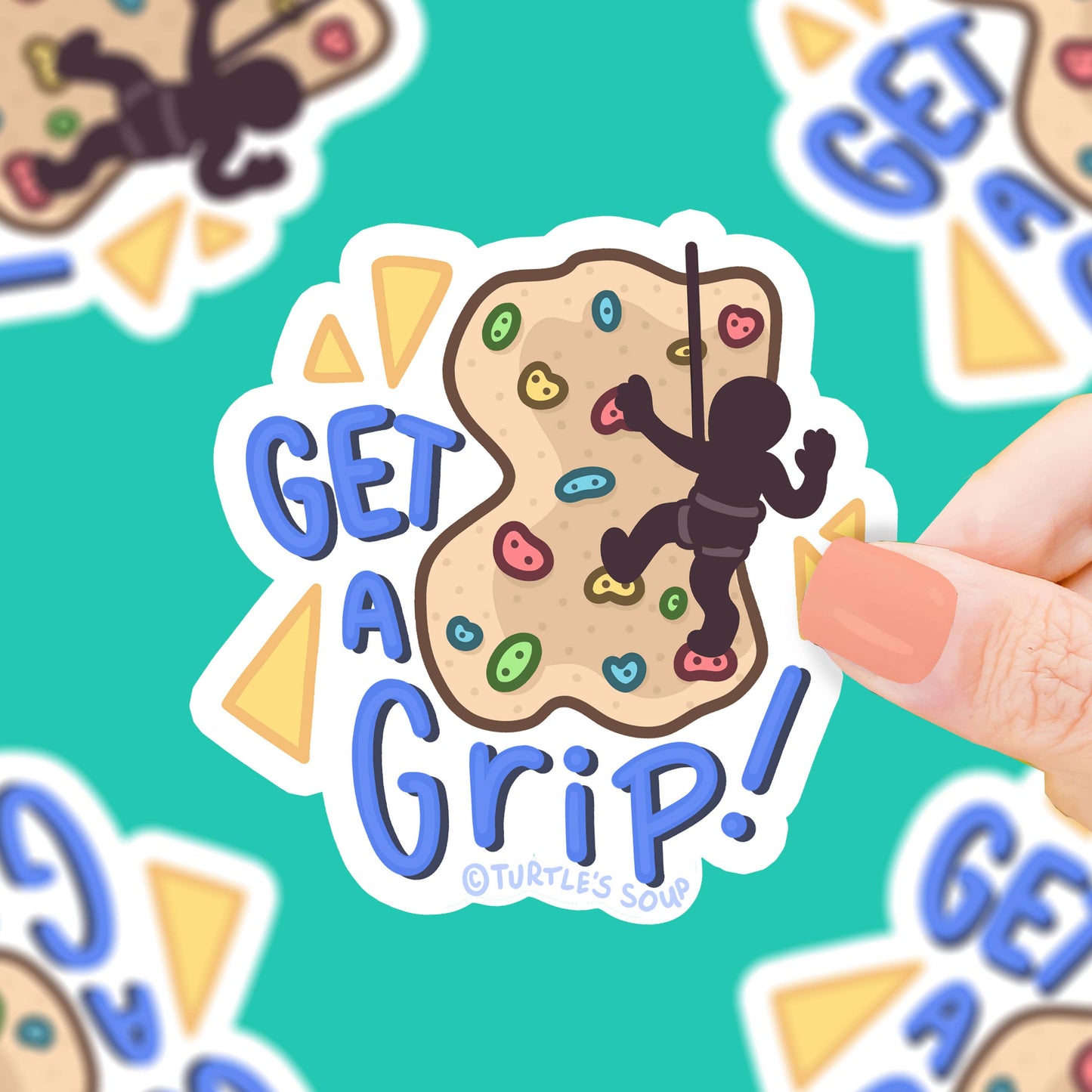 Get A Grip Rock Climbing Vinyl Sticker