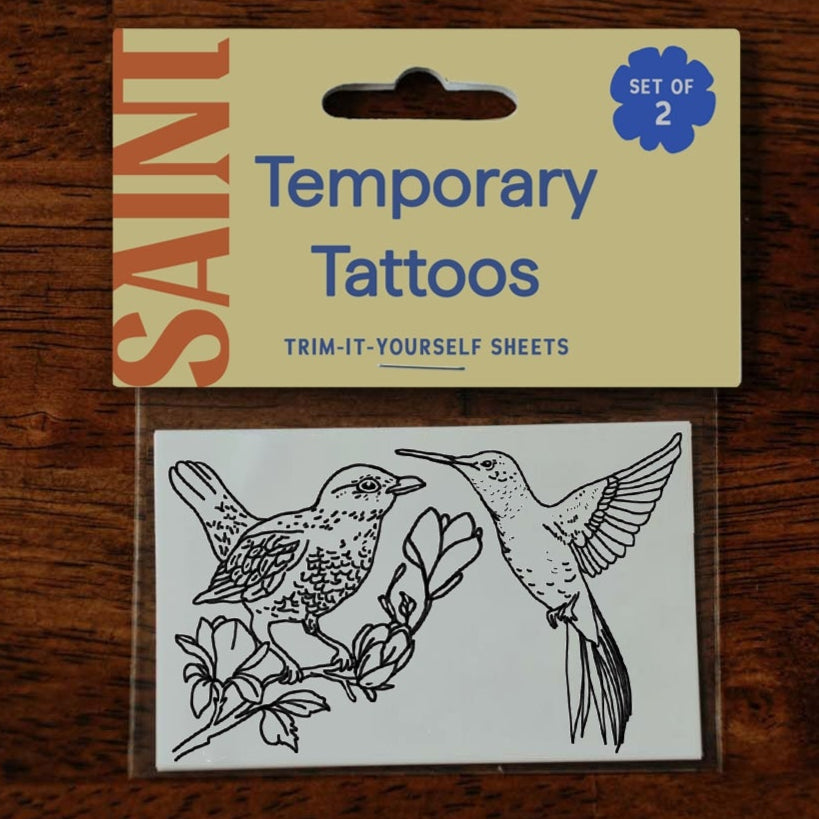 Black Bird & Hummingbird Temp Tattoos